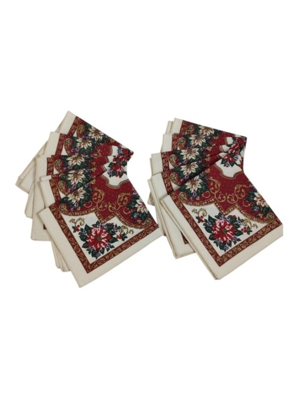 Vintage Sunweave Poinsettia Christmas Cloth Napkins Set of 10
